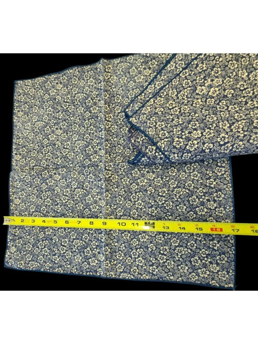 Floral Blue White Cotton Napkins Set (6) 17